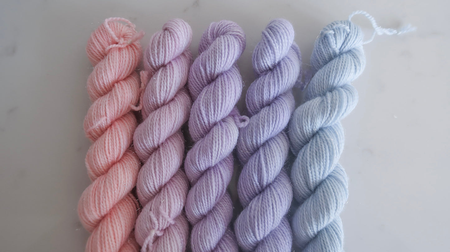 MINIS BUNDLE Handdyed Yarn from The WINTER SKIES Collection