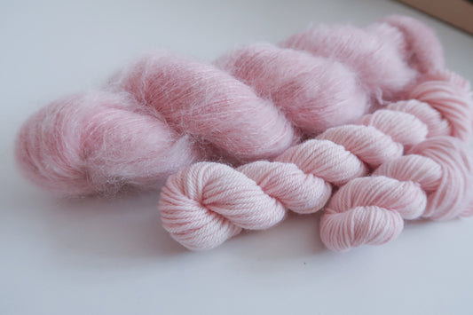 Dried Hydrangea // HANDDYED YARN sock, dk, sparkle sock, mohair, suri, pink, pastel pink, light pink, pastel yarn, custom yarn