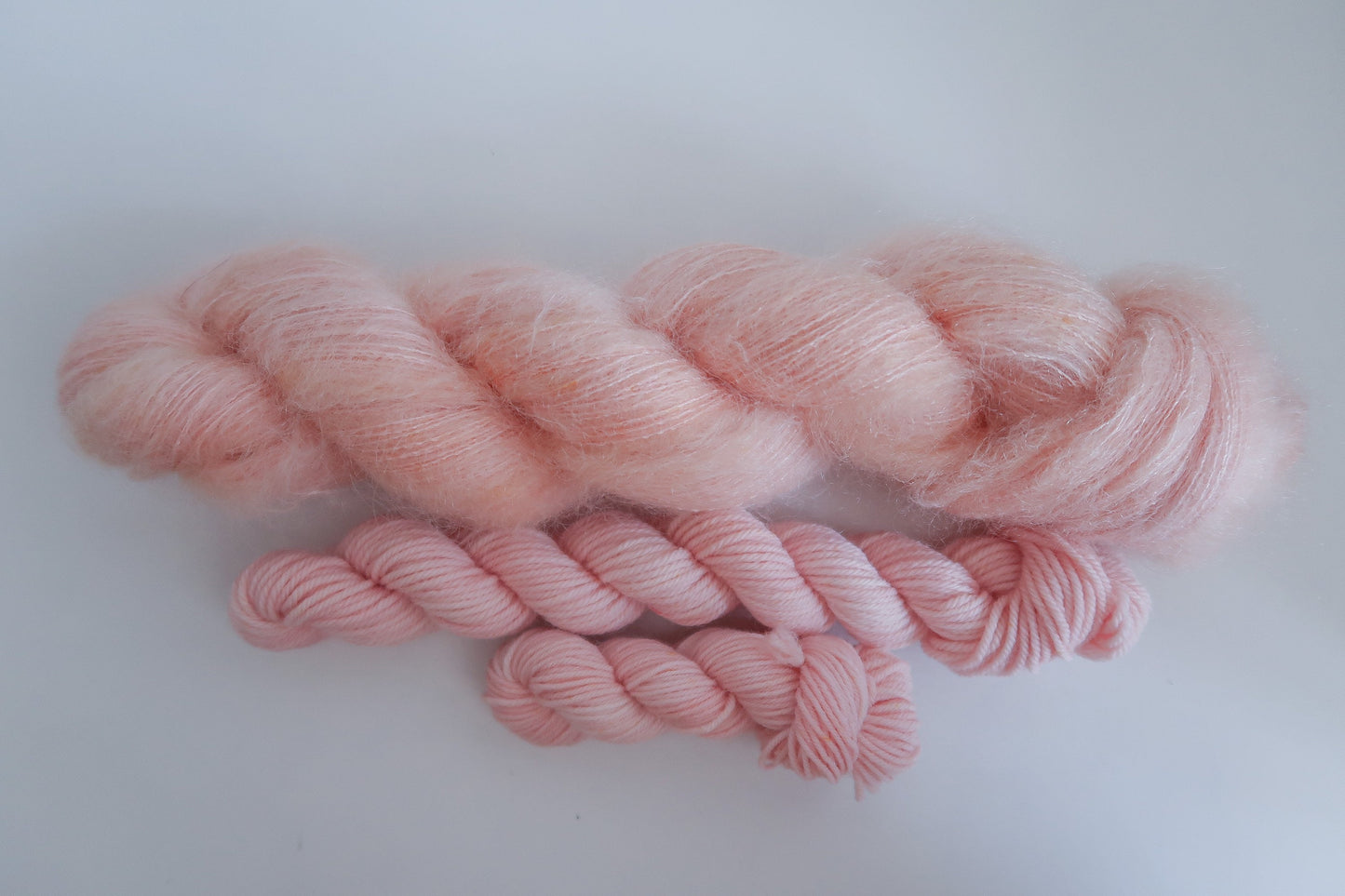 Candy Roaster // HANDDYED YARN sock, dk, sparkle sock, suri silk, alpaca, kid silk, mohair, peach, pink, blush, pastel yarn, custom yarn