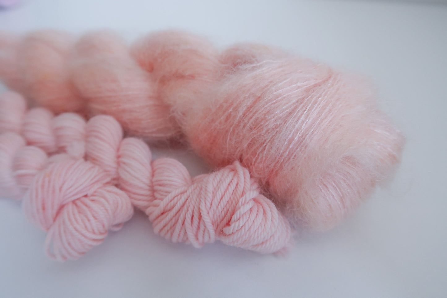 Candy Roaster // HANDDYED YARN sock, dk, sparkle sock, suri silk, alpaca, kid silk, mohair, peach, pink, blush, pastel yarn, custom yarn