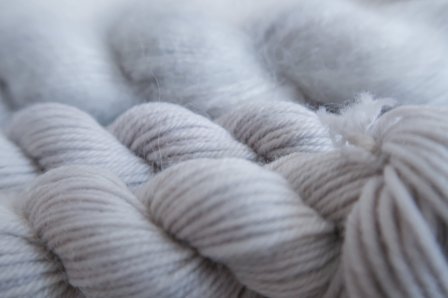 Puffing Chimney Tops // HANDDYED YARN sock, dk, sparkle sock, mohair, suri, pink, grey yarn, light grey, neutral, pastel yarn, custom yarn