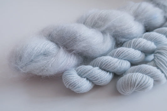 Crown Prince // HANDDYED YARN sock, dk, sparkle sock, suri silk, alpaca, kid silk, mohair, blue, grey, silver, gold, pastel, custom yarn