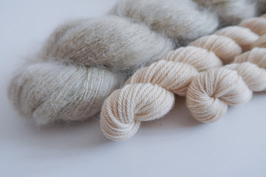 Kiln Dried Firewood // HANDDYED YARN sock, dk, sparkle sock, mohair, suri, beige yarn, light brown, brown yarn, pastel yarn, custom yarn