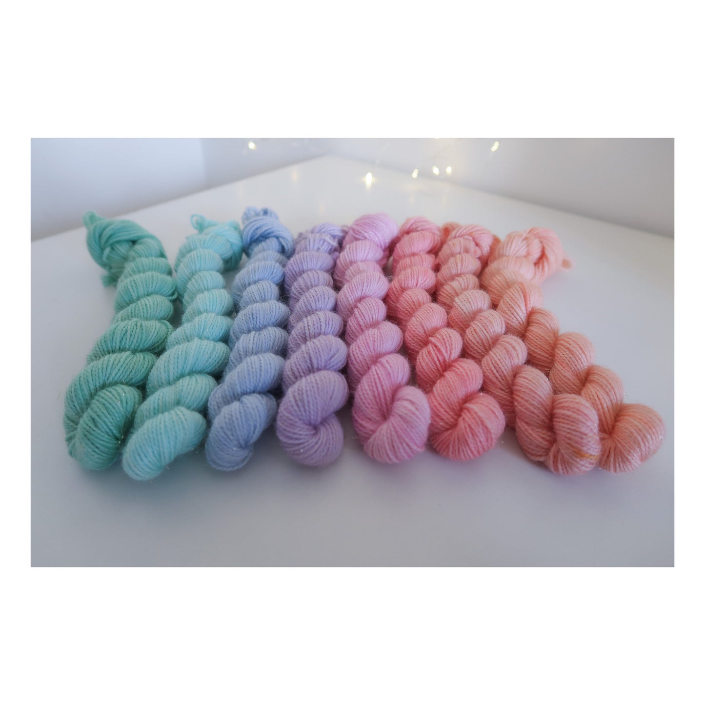 Spring Bundle Minis // HANDDYED YARN sock, dk, sparkle sock, pastel yarn, custom yarn