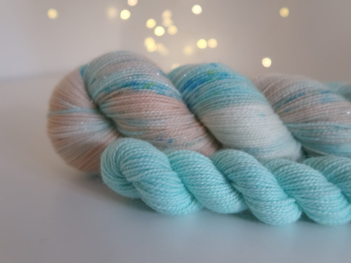 Land of Snowflakes Sock Set A from The Nutcracker and the Four Realms Handdyed Yarn, sock, sparkle, DK, dyed to order