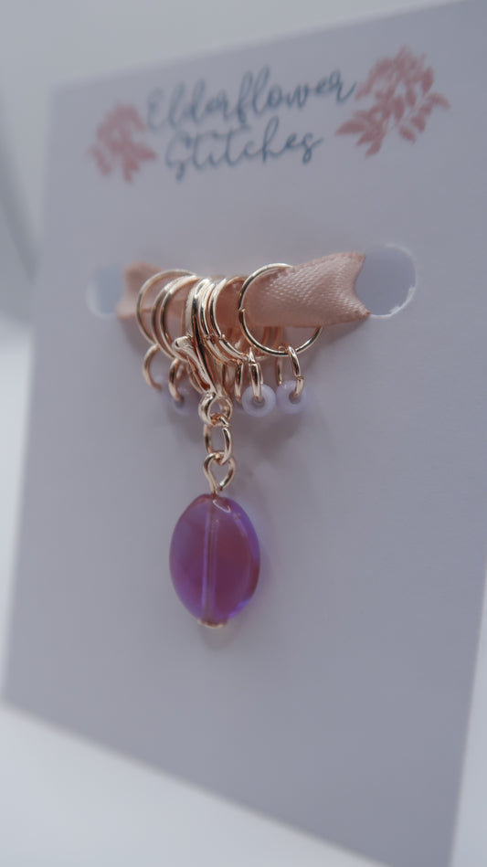 Purple Glass Bead Progress Keeper Set // Rose Gold Progress Keeper Set