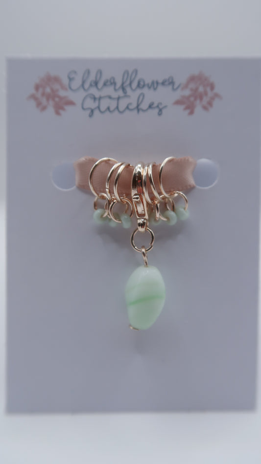 Green Glass Bead Progress Keeper Set // Rose Gold Progress Keeper Set