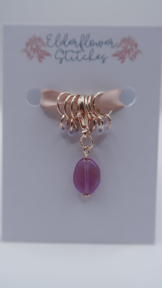 Purple Glass Bead Progress Keeper Set // Rose Gold Progress Keeper Set