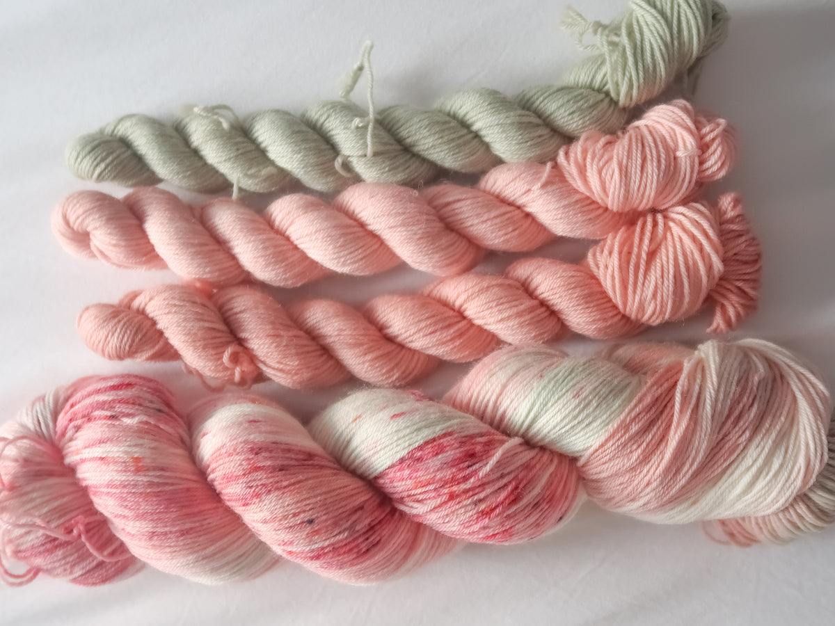 SWEETHEART BLOOMS Sock Set Bundle Handdyed Yarn from The Last Rose Collection