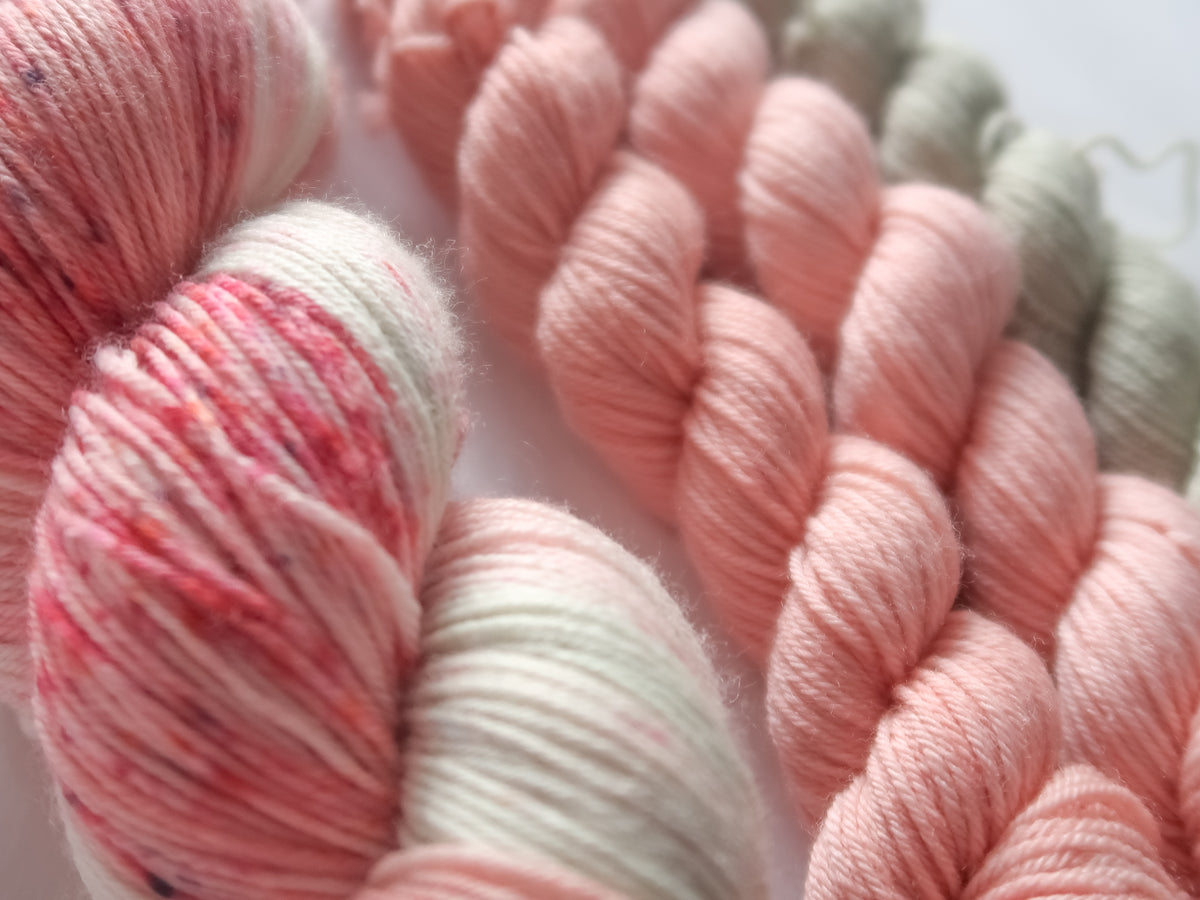 SWEETHEART BLOOMS Sock Set Bundle Handdyed Yarn from The Last Rose Collection