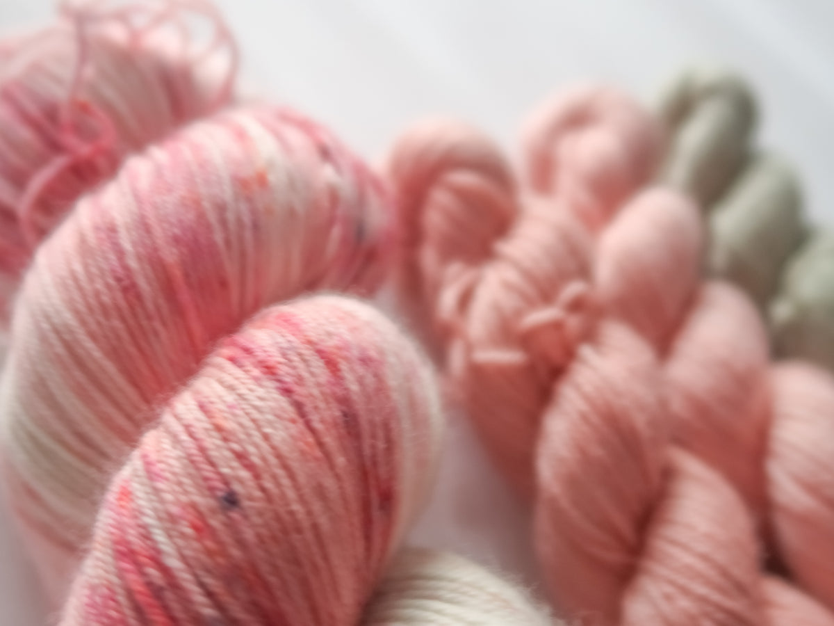 SWEETHEART BLOOMS Sock Set Bundle Handdyed Yarn from The Last Rose Collection