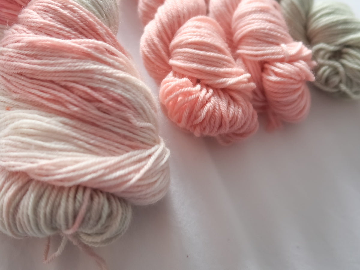 SWEETHEART BLOOMS Sock Set Bundle Handdyed Yarn from The Last Rose Collection
