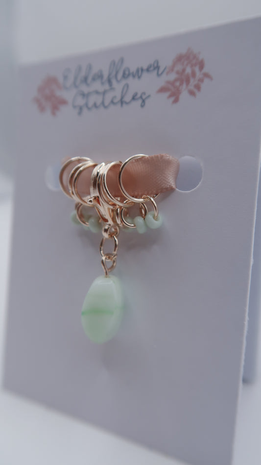 Green Glass Bead Progress Keeper Set // Rose Gold Progress Keeper Set