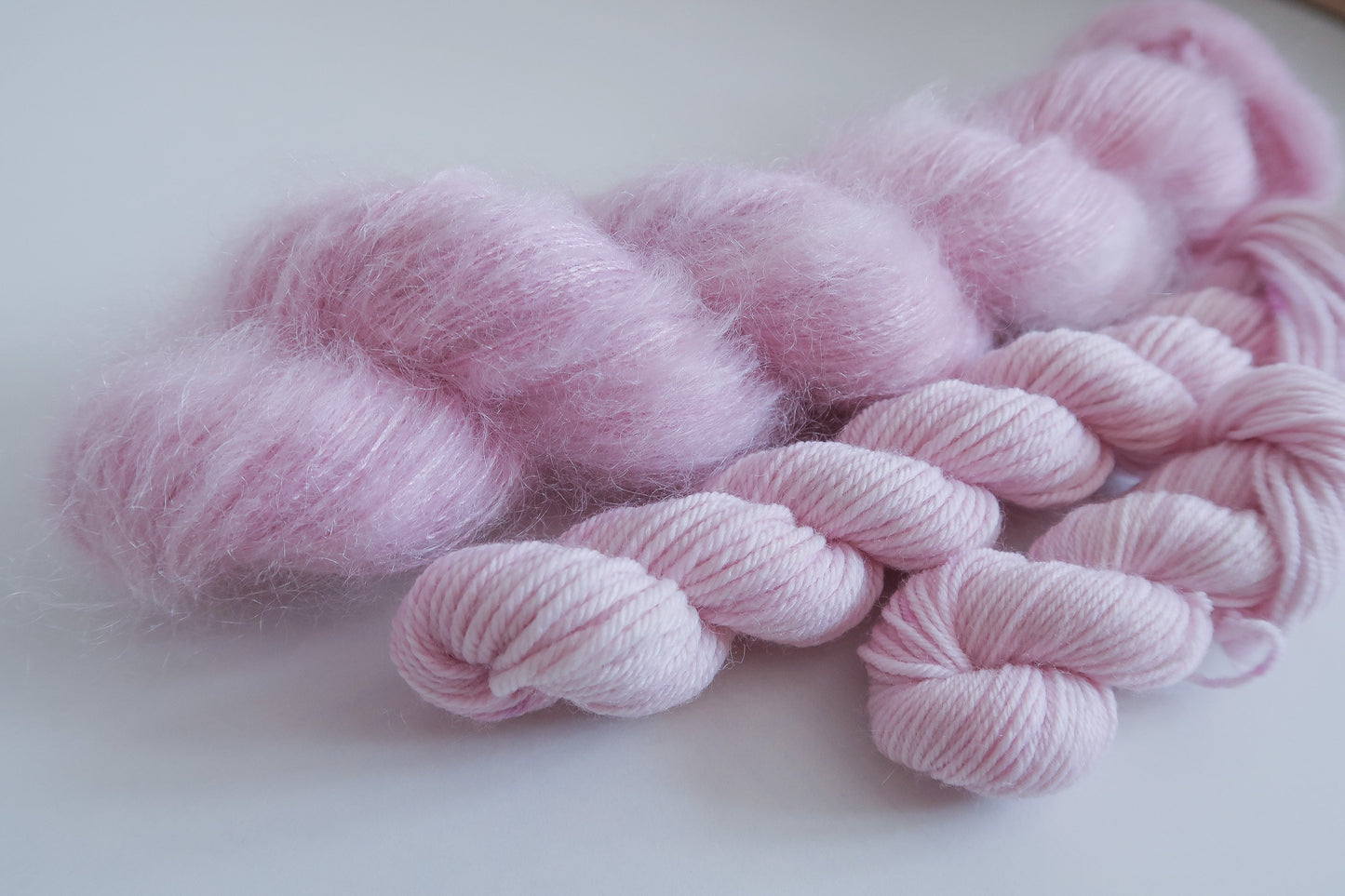 Blackberry Stains // HANDDYED YARN sock, dk, sparkle sock, mohair, suri, pink, purple, lilac, violet, pastel yarn, custom yarn