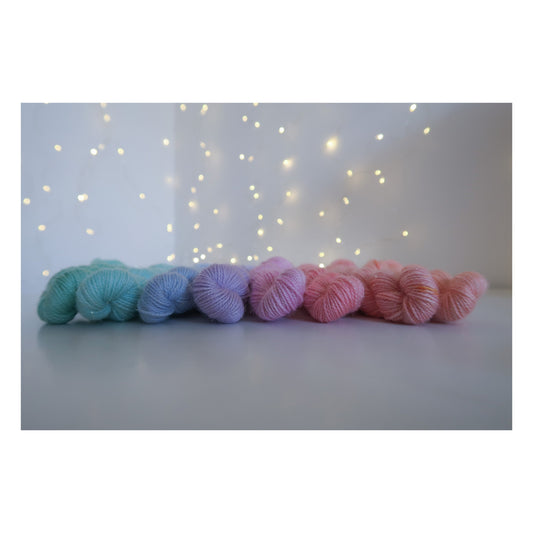 Spring Bundle Minis  // HANDDYED YARN sock, dk, sparkle sock, pastel yarn, custom yarn