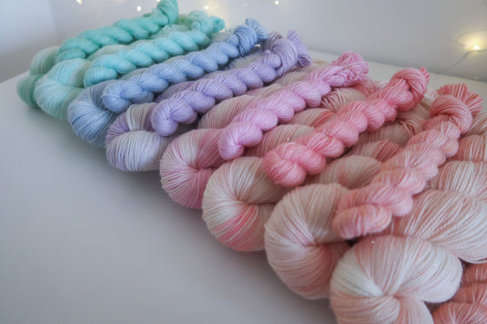 Spring Full Bundle Sock Set // HANDDYED YARN sock, dk, sparkle sock, pastel yarn, custom yarn