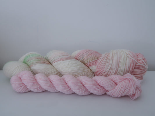 Apple Blossom Sock Set Bundle // Limited Edition // HANDDYED YARN sock, dk, sparkle sock, sock set,