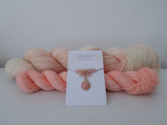 Coral Kisses Sock Set Bundle // Limited Stock // HANDDYED YARN sock, dk, sparkle sock, sock set, progress keeper, stitch marker, shell