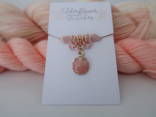 Coral Kisses Sock Set Bundle // Limited Stock // HANDDYED YARN sock, dk, sparkle sock, sock set, progress keeper, stitch marker, shell