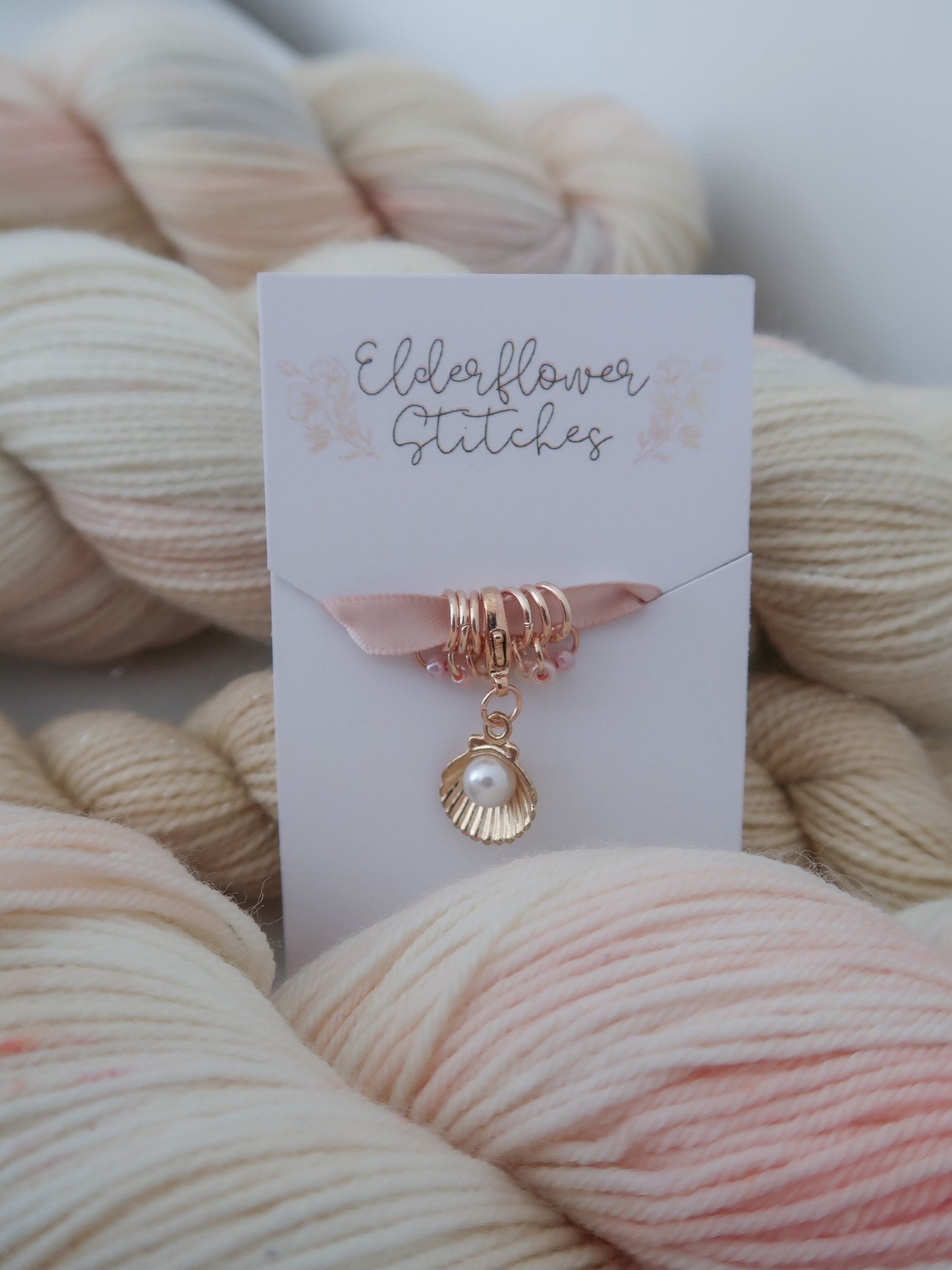 Oysters and Pearls Sock Set Bundle // Limited Stock // HANDDYED YARN sock, dk, sparkle sock, sock set, progress keeper, stitch marker, shell