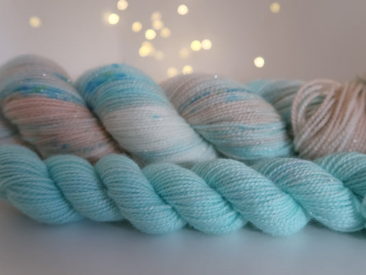 Land of Snowflakes Sock Set A from The Nutcracker and the Four Realms Handdyed Yarn, sock, sparkle, DK, dyed to order