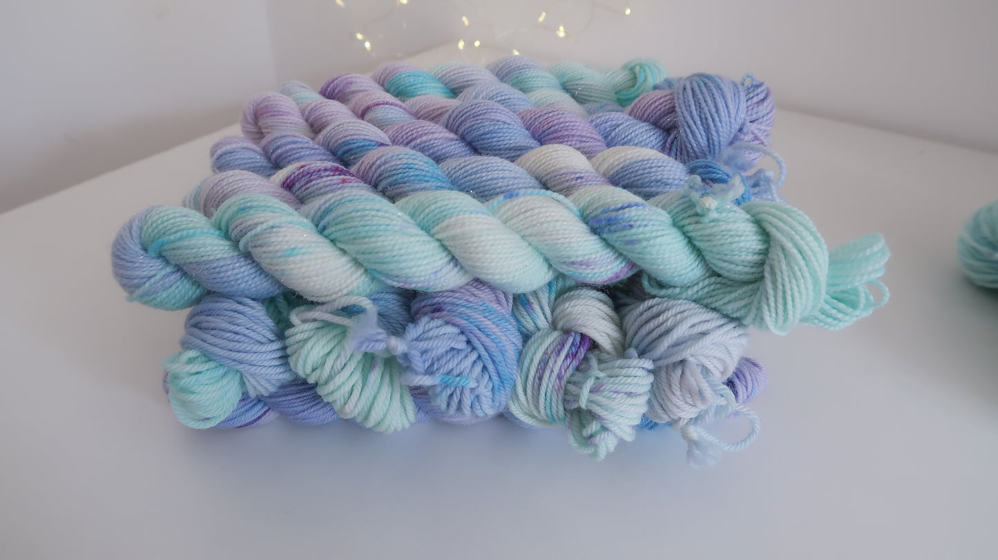 Siren Song Minis Set // HANDDYED YARN sock, sparkle sock, pastel yarn,