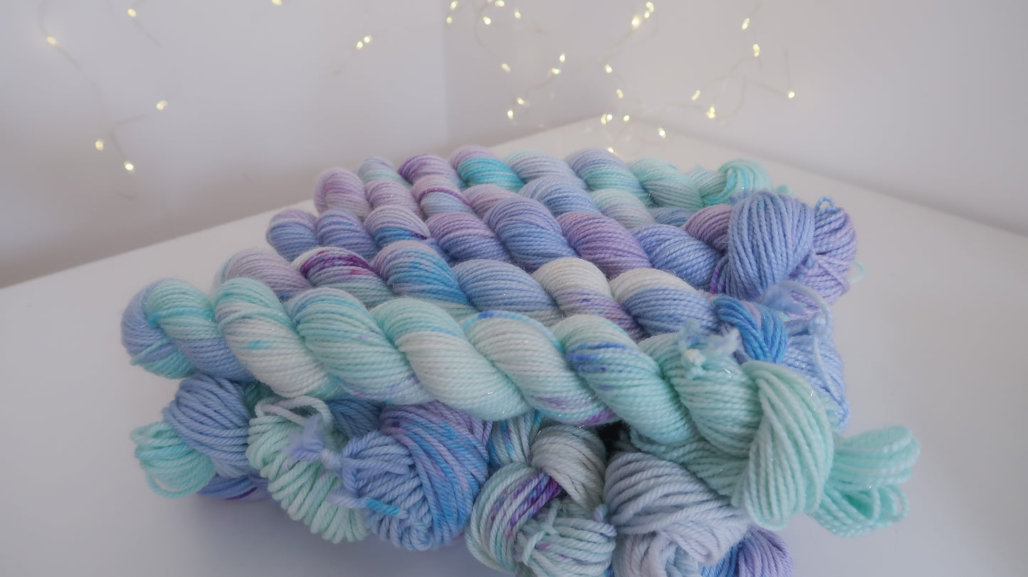 Siren Song Minis Set // HANDDYED YARN sock, sparkle sock, pastel yarn,