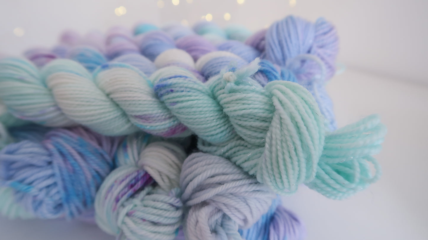 Siren Song Minis Set // HANDDYED YARN sock, sparkle sock, pastel yarn,